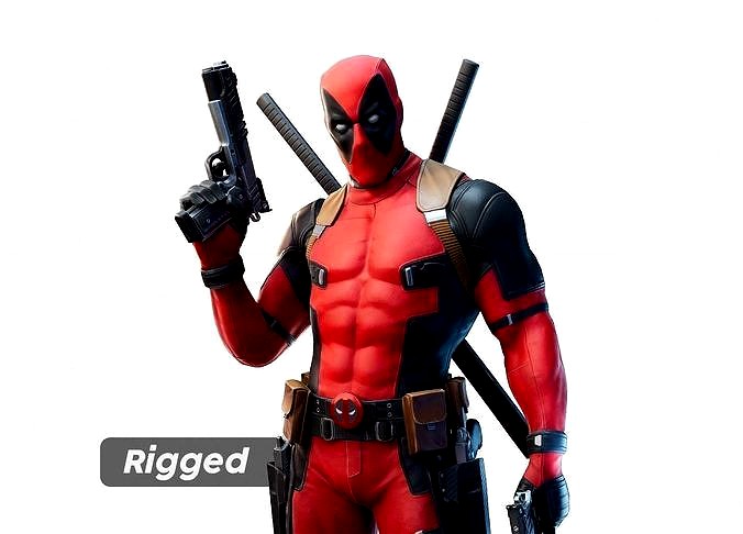 Deadpool rigged 3d model