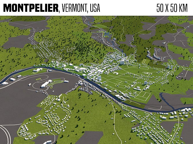 Montperlier Vermont USA 50x50km