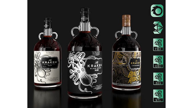 Kraken Rum Original Label Bottles Set