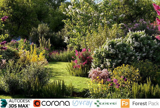Garden shrub flowers Collection- Include GrowFX and Mesh file