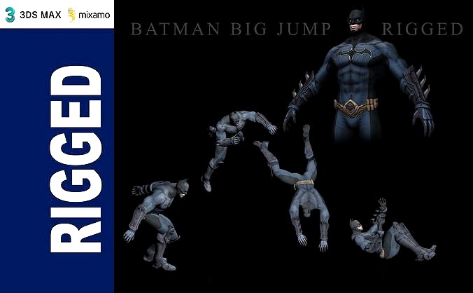 Batman Big Jump 3dsmax mixamo Rigged