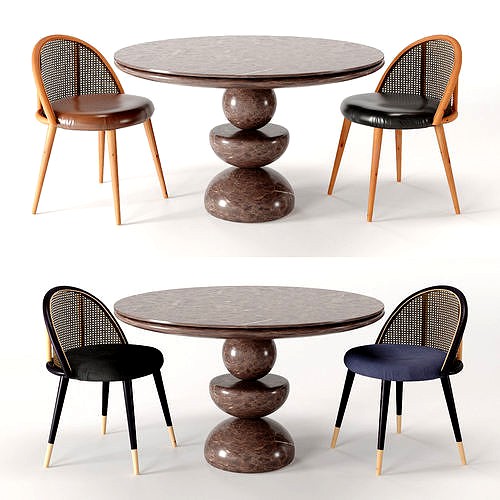 Dining Set 3- By Rattan Chair - vray version