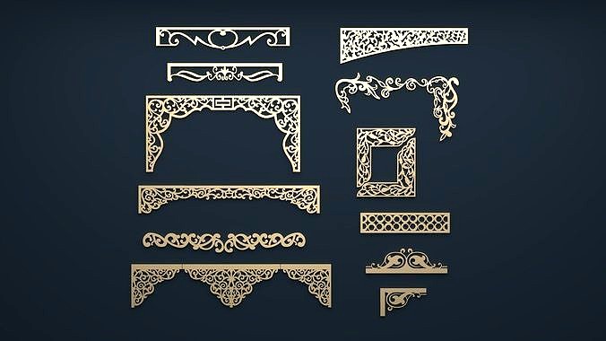 Collection of Curtain  accessories  3D model 02