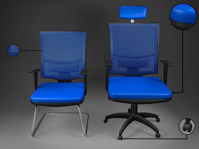 Office Chair Big and Small low poly