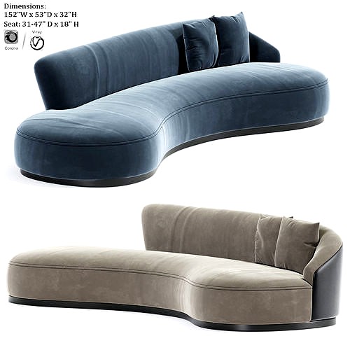 Marseille 2 Sofa in Mohair Curve Sofa