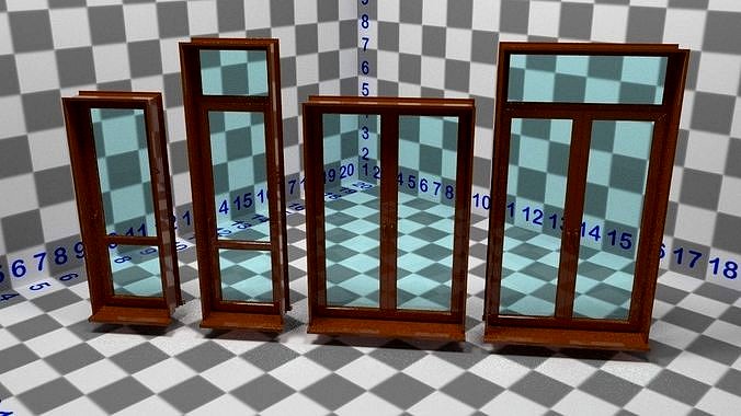 Window and door collection 3D model in Maxon 4d Cinema r 20