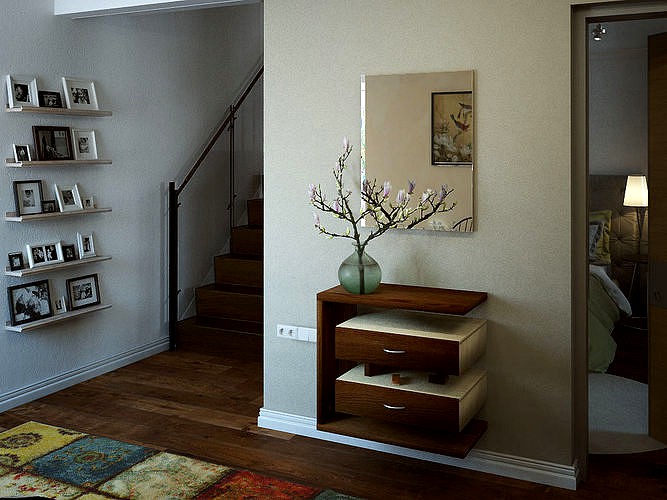 mirror with cabinet on the wall