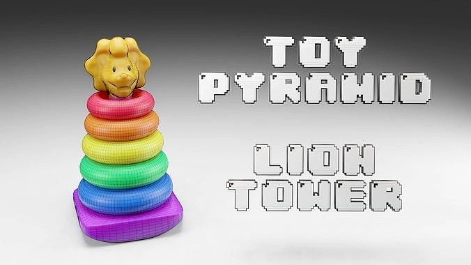 Toy Pyramid - Lion Tower - Playset of 7 Elements