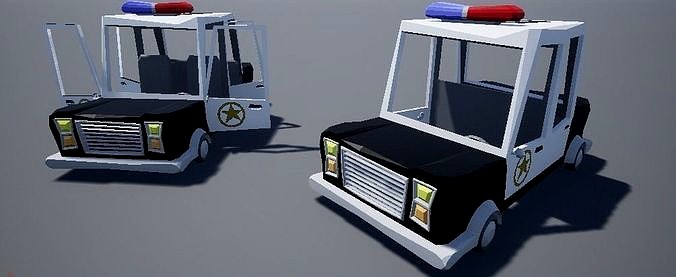 Cartoony Stylized Police Car Low Poly