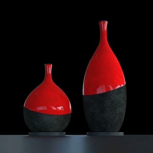 Package 2 Vases -  Concrete and  Ceramic - 100 cm and 60 cm high
