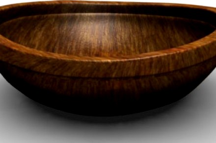 simple wooden bowl with nicks