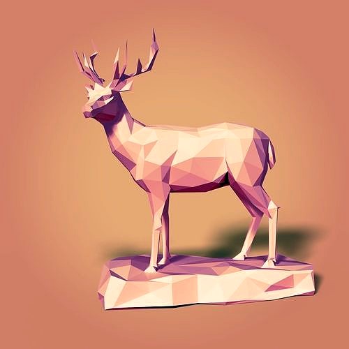 LowPoly Deer Statue