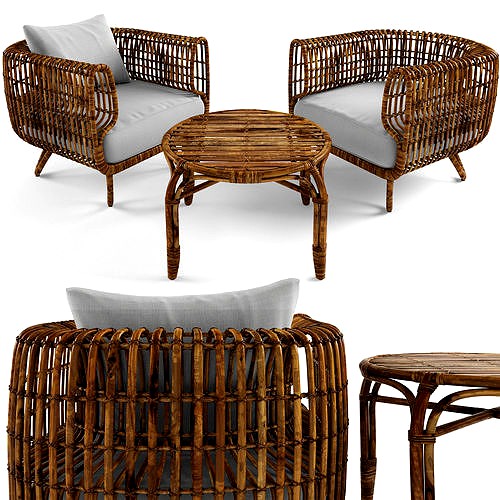 table and chair Bamboo rattan for outdoor airy nature