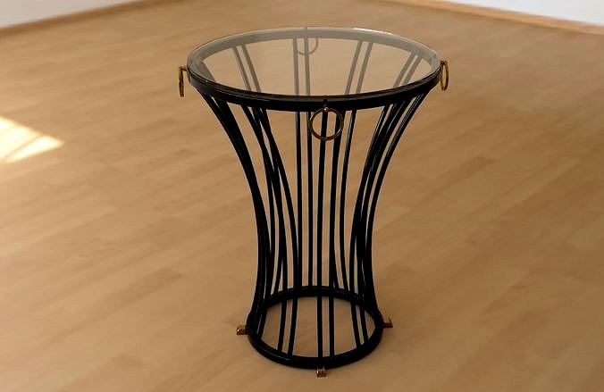 Round side table coffee table metal and glass