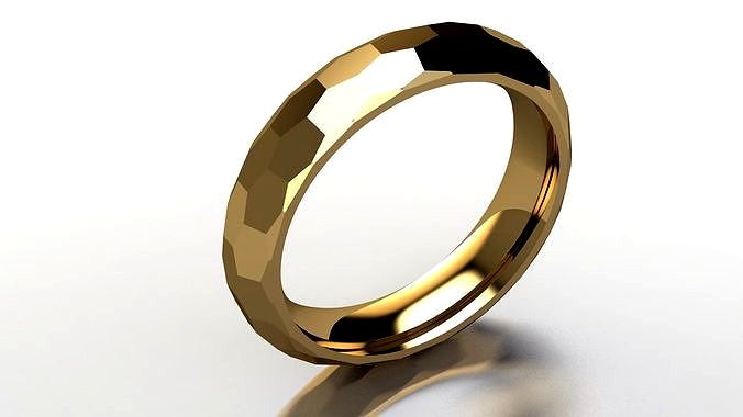 Multi-facet gold ring | 3D