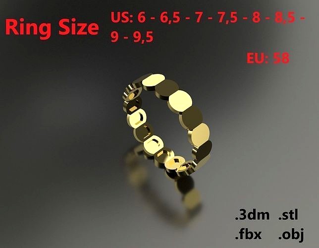 Model 74 Facet Oval Ring Modern US Size | 3D