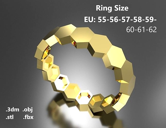 Model 47 Hexagon Facet Ring EU | 3D