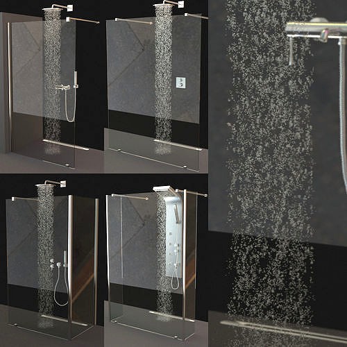 A set of shower enclosures Ravak Walk-In and Mixers