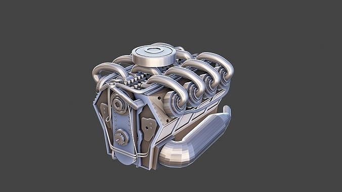 Low poly V8 engine