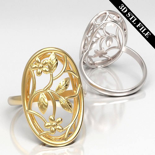 Flower ring - STL file - 4 ring sizes - Ready to print | 3D