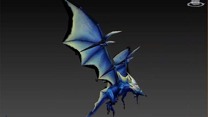 Blue Animated Low-Poly  Dragon AR