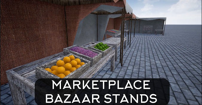 Lowpoly Bazaar-Marketplace Stands