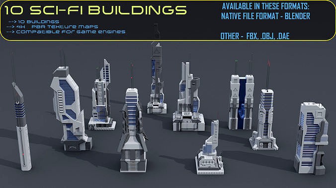 10 SCI-FI Buildings Package