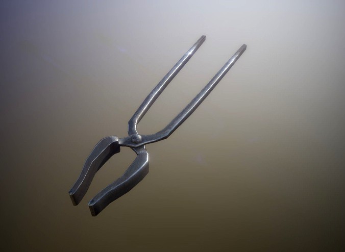 Low-Poly Medieval Tongs Blacksmith Editorial License