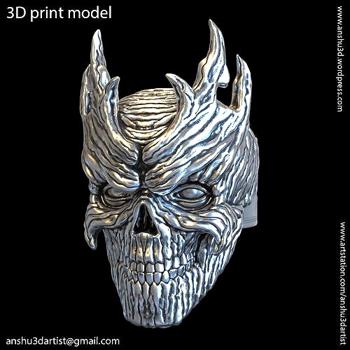 Skull wooden  vol7 ring jewelry | 3D