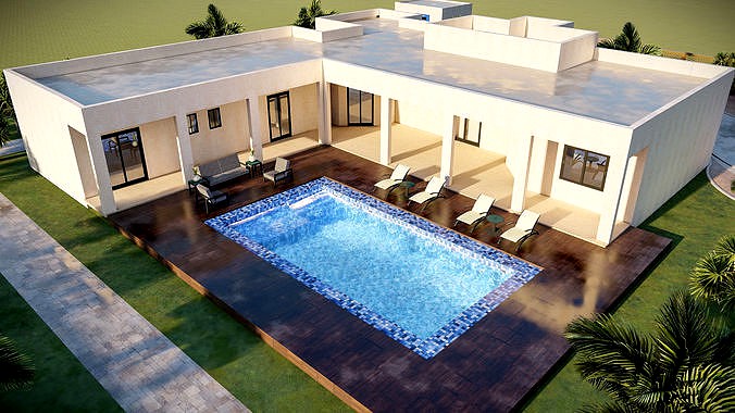 luxury swimming pool  landscape design of a village house