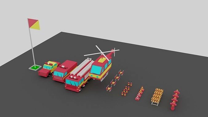 Fire Vehicles Car Van Helicopter Drone
