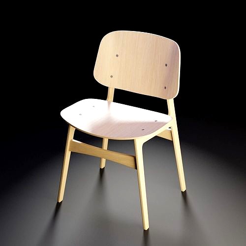Fredericia Soborg Wood base Chair - 3D model