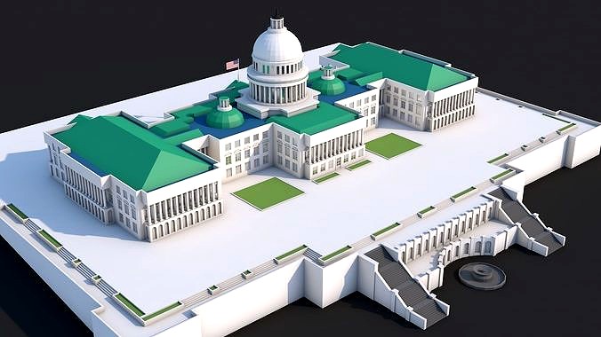 Low Poly United States Capitol Hill Landmark