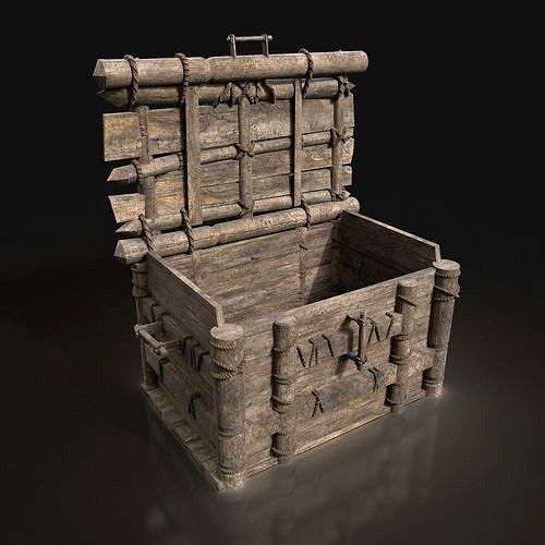 Medieval Wooden Treasure Chest Box Locker Viking Dungeon Cave