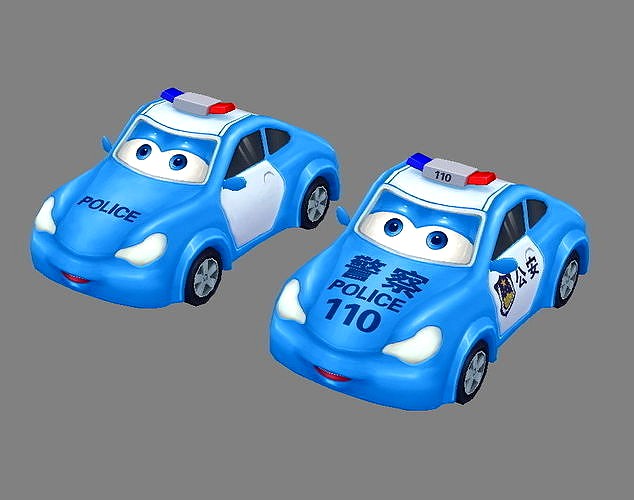 Cartoon toy police car 3d model