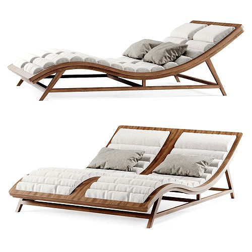 Double wooden chaise lounge