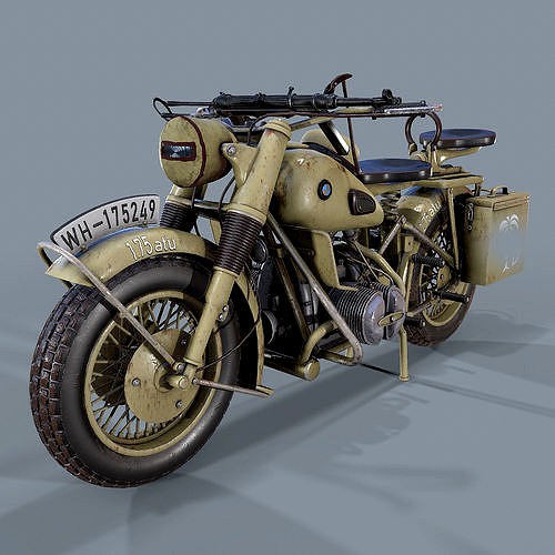 German motorcycle R 75 Sahara WW2 3d model