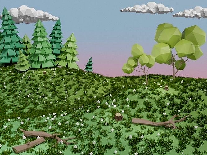 low poly trees