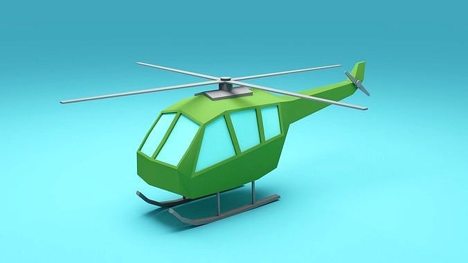 Low-poly cartoon Helicopter - cartoon aircrafts