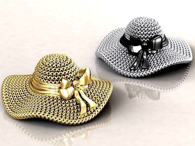 Straw Hat Pendant Charms | 3D