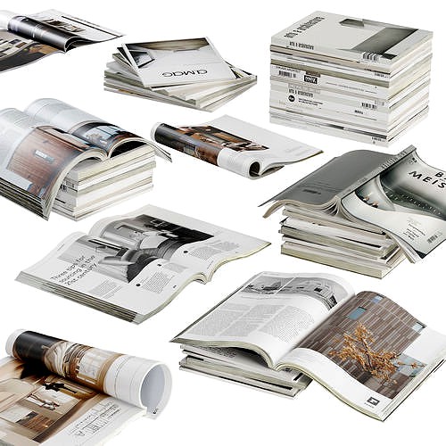 Opened magazines stack set