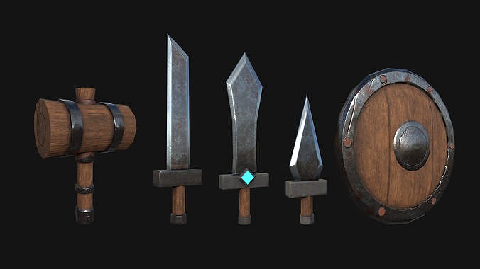 low poly melee weapons set