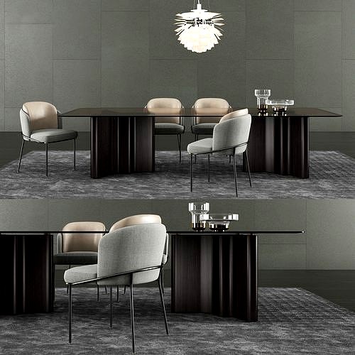 Minotti Lou Dining Table and Fil Noir Dining Chair