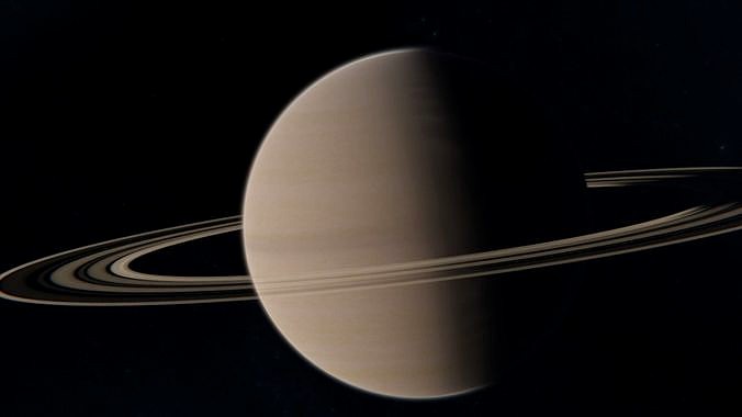 Saturn With Photorealistic Rings and Atmosphere