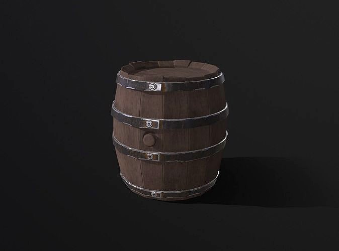 Wood Barrel Low-poly 3D model