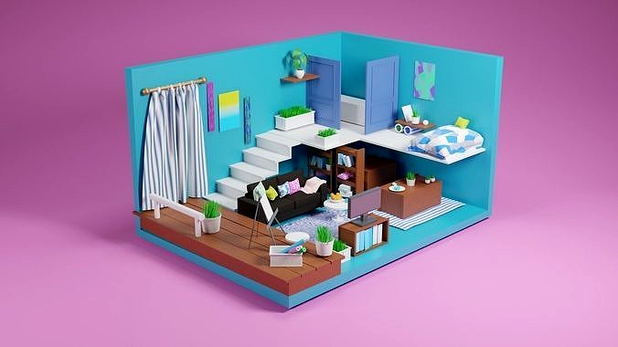3D Illustrated Living Room