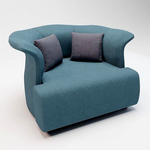 21 - Oyster - Blue Fabric Armchair