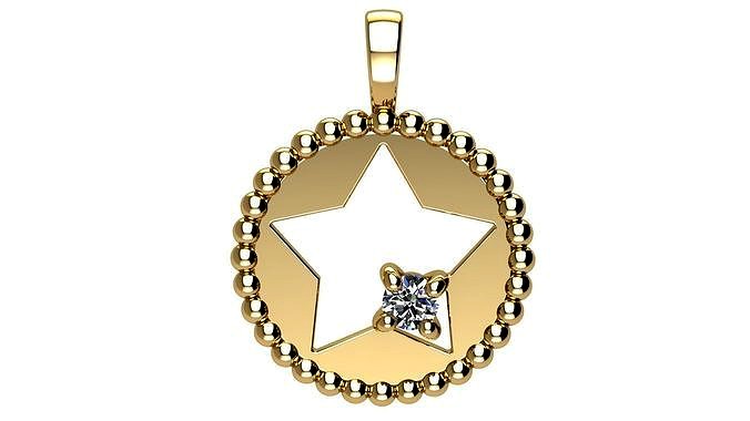 Star Pendant with Diamond | 3D