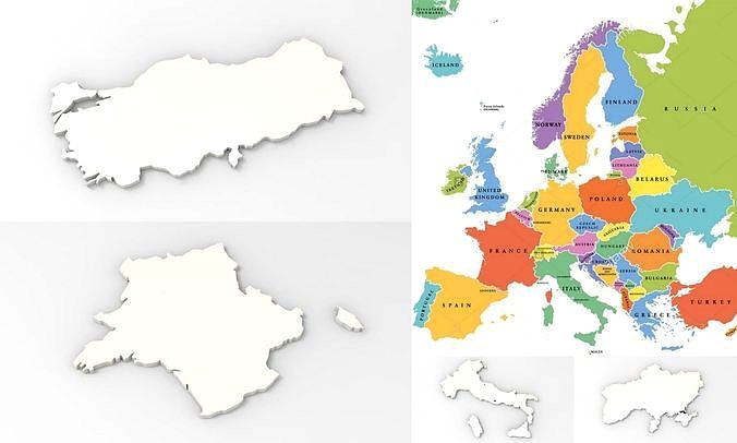 Map - Europe- all countries | 3D
