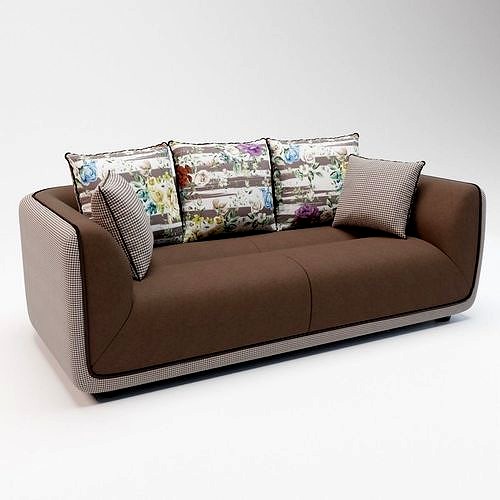 36- Arla - Brown Velvet 3-Seater Sofa